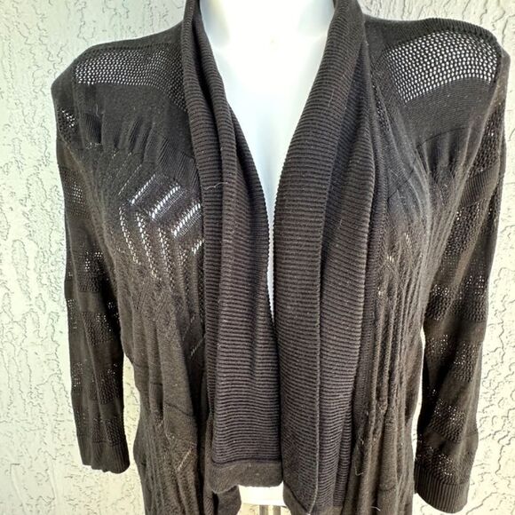 White House Black Market Open Cardigan  Black S EUC - Picture 2 of 4